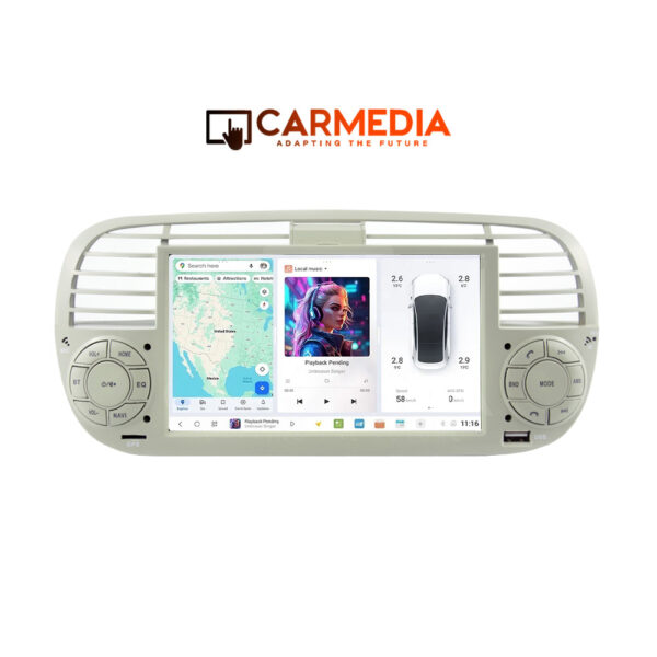 CARMEDIA CMTDU4087-3 OEM 7'' FIAT 500 2007-2015 WHITE